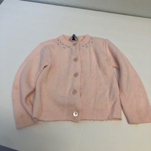 Vintage 80s Blue Bird kids’ pink cardigan embroidery